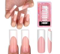 MUTIOVO Lot de 180 faux ongles longs et droits carrés à presser - Rose layette - Couverture complète - Pour bricolage - 15 tailles - 180 pièces
