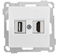 Mutlusan Candela HDMI & USB Prise/prise de courant, blanc, encastré, encastré, montage mural