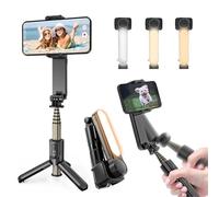 MUTNITT Stabilisateur Smartphone,avec lumière de Remplissage et télécommande, Portable et Pliable, Perche à Selfie à Cardan Portable pour Vidéo Vlog, Compatible avec Android/iOS