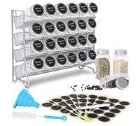 Mutool Lot de 2 étagères à épices en métal à 4 niveaux - Sans pots (gris argenté)