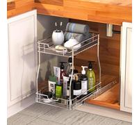 Mutool Organisateurs de rangement coulissants à 2 niveaux sous évier, organiseur de comptoir coulissant en métal, organiseur de tiroir sous évier pour cuisine, salle de bain, armoire et garde-manger,