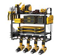 Mutool Organiseur d'outils électriques - Support mural pour 4 outils de perceuse électrique, design en maille anti-chute, étagère à outils avec porte-tournevis latéral et crochets pour garage, atelier