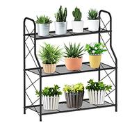 Mutool Support de plantes en métal à 3 niveaux, étagère échelle pour plantes d'intérieur et d'extérieur, étagère d'angle pour jardin, balcon et terrasse, noir