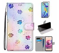 MUTOUREN Coque pour Xiaomi Redmi Note 10 Pro/Note 10 Pro Max Housse en PU Cuir Étui avec Fente Carte Folio Wallet Case Flip Cover Protection, avec 1* Protecteur d'écran - Empreinte