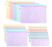 Mutsitaz 15 Pièces Pochette Plastique A4+A5+A6, Pochette Zippée, PVC Transparentes Document Dossier pour Bureau Fournitures, Voyage, Fournitures, Maison, 5 Couleurs