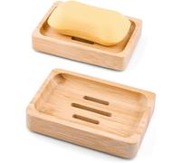 Mutsitaz 2 Pcs Bambou Naturel en Bois Porte Savons Boîte à Savon ，pour Cuisine Salle de Bains Éponge Savon