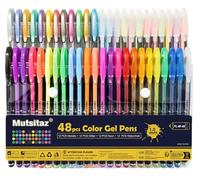Mutsitaz 48 Stylos Gel Paillettes - Métallique,Paillettes,Néon,Pastel - Pour peinture,d'écriture et livres de coloriage adultes