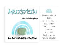 Mutstein - Cadeau de rentrée des classes - Cadeau d'écolier - Pierre verte + carte de vœux + boîte cadeau bleue - Rentrée scolaire - Sac d'école - Cadeau de remplissage (pierre verte)