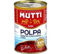 MUTTI - Polpa Tomates Concassées Fines - 100% Tomates Italiennes - Sans Additifs ni Conservateurs - Idéale Sauce Tomate, Pâtes & Pizza - La Boite de 400g - Le Lot De 4