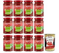 Mutti Sugo Sauce tomate avec tomates Rosso et basilic Genovese DOP 12 x 280 ml - Sauce pour pâtes prête à l'emploi sans sucre ajouté, il suffit de chauffer et de servir + Italian Gourmet polpa