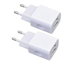 MUTTO 2 Pack Chargeur USB Mural Universel de 5 V 2 A/10 W avec 2 Ports - Prise USB Compatible avec Tout Type de Gadgets et Smartphones Blanc