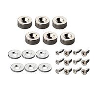 MUTUACTOR 6 PièCes Aimants En NéOdyme 3 Kg Force 12 X 5mm Avec Trou Et Capsule,Aimant En Pot Fraisé Avec Vis Et 6 Coussins En Acier,Aimants Puissant Pour Porte, Garage,Tente,Cuisine