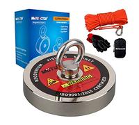 MUTUACTOR Aimant de pêche néodyme Pull-Force de 510kg, aimant puissant de rappel N52 avec corde durable 15m, gants et sac de transport, aimant de magnétique robuste pour la chasse au trésor …