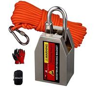 MUTUACTOR Kit d'aimant de pêche de trois côtés fort puissant combiné 540KG, aimant de néodyme super fort pour le sauvetage de pêche sous l'eau avec corde de 66 pieds et gants ..
