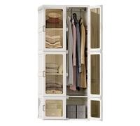 Mutuolux Armoire de Rangement Modulaire, 7 Compartiments avec Porte en PP, Penderie et Étagères, Blanc