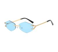 MUTYNE Femmes Sunglaseese Lunettes sans Cadre Lunettes de Soleil Polygonales Casual Hip-Hop Tendance Lunettes d'extérieur Hommes UV400, Bleu, Taille Unique