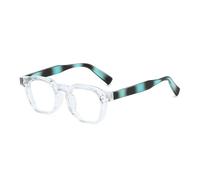 MUTYNE Lunettes carrées polygonales tendance, style vintage, rivets, pour femmes et hommes, transparentes (bleu clair ambré)