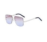 MUTYNE Lunettes de soleil à double faisceau pour hommes, branches métalliques, sans monture, verres UV à bords coupés (C3)