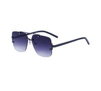 MUTYNE Lunettes de soleil à double faisceau pour hommes, branches métalliques, sans monture, verres UV à bords coupés (C2)