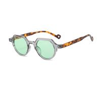 MUTYNE Lunettes de Soleil à Monture à Sourcils Femmes Mode Rivets Design Lunettes de Soleil Rétro Vert Écaille de Tortue Couleur Punk Lunettes de Soleil UV400, Gris Vert, Taille Unique