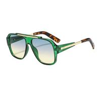 MUTYNE Lunettes de soleil carrées à rivets tendance pour femmes, verres UV400, style rétro, dégradé, style punk (vert, vert, jaune)