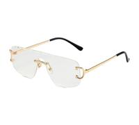 MUTYNE Lunettes de soleil carrées classiques en métal, monture dorée, verres gris, protection UV400, style rétro tendance, C1, taille unique