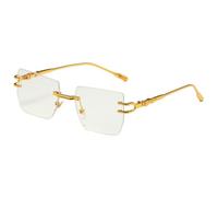 MUTYNE Lunettes de soleil carrées classiques en métal, monture dorée, verres gris, protection UV400, style tendance, C1, taille unique