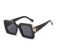 MUTYNE Lunettes de Soleil carrées de Mode Femmes Cadres de Fleurs surdimensionnés Lunettes de Soleil rétro Femme Steampunk Lunettes en Plastique Dames, Noir, Taille Unique