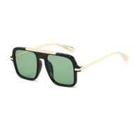 MUTYNE Lunettes de soleil carrées pour femmes, verres tendance, UV400, style rétro, motif léopard dégradé, pour hommes (noir et vert)
