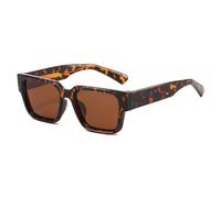 MUTYNE Lunettes de soleil carrées pour hommes et femmes, lunettes de conduite, monture métallique, charnière à ressort (Leopard Tea)