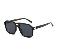 MUTYNE Lunettes de soleil carrées rétro à double pont pour hommes, verres dégradés tendance UV400, luxe pour femmes (noir et gris)