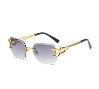 MUTYNE Lunettes de soleil carrées sans monture hommes léopard sans cadre lunettes de soleil pour hommes nuances miroir lunettes, C1Gold Double gris, taille unique