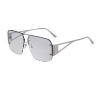 MUTYNE Lunettes de soleil carrées sans monture surdimensionnées pour femmes, lunettes de soleil de luxe sans cadre pour hommes, lunettes rétro semi-sans monture, argent C5, taille unique