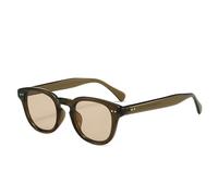 MUTYNE Lunettes de soleil carrées tendance couleur bonbon pour femmes et hommes, style vintage, rivets, nuances UV400 (thé olive clair)