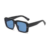MUTYNE Lunettes de soleil carrées tendance pour femmes, style vintage, rivets, punk, pour hommes, monture transparente UV400 (motif noir et bleu)
