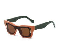 MUTYNE Lunettes de soleil carrées tendance pour femmes, verres UV400, style rétro, rivets, double couleur, pour hommes (thé vert orange)