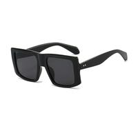 MUTYNE Lunettes de soleil carrées tendance pour hommes et femmes, monture large, rivets, style décontracté (noir et gris)