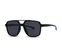 MUTYNE Lunettes de soleil carrées vintage à double pont pour hommes et femmes, lunettes de soleil de luxe classiques pour la conduite, protection UV400 (C5 branches noires et bleues)