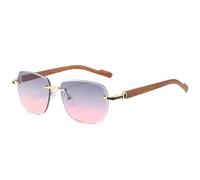 MUTYNE Lunettes de soleil carrées vintage sans monture pour femmes et hommes, tendance, luxe, plein air, conduite, voyage, UV400 (marron, gris, rose)