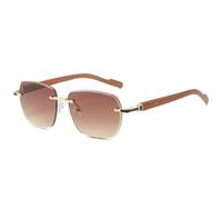 MUTYNE Lunettes de soleil carrées vintage sans monture pour femmes et hommes, tendance, luxe, plein air, conduite, voyage, UV400 (marron)