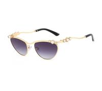 MUTYNE Lunettes de soleil de luxe pour femmes, strass, forme œil de chat, mode soirée, protection UV400 (dégradé or et gris)