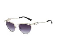 MUTYNE Lunettes de soleil de luxe pour femmes, strass, forme œil de chat, mode soirée, protection UV400 (gris argenté)