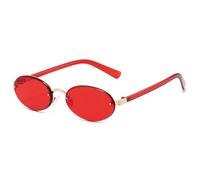MUTYNE Lunettes de soleil œil de chat à petite monture, style rétro, tendance, accessoire de mode pour hommes et femmes (doré et rouge)