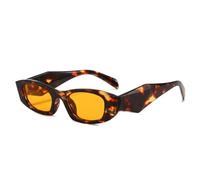MUTYNE Lunettes de soleil œil de chat polygonales tendance pour femmes et hommes, verres UV400 (orange léopard)