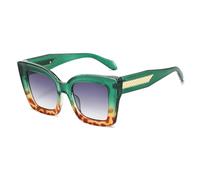 MUTYNE Lunettes de soleil œil de chat pour femmes, élégantes, à grande monture, style rétro classique, protection solaire, double couleur (léopard vert)