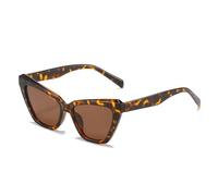 MUTYNE Lunettes de Soleil Oeil de Chat Femmes Mode Dégradé Nuances UV400 Hommes Rétro Polygone Orange Violet Lunettes de Soleil, Thé Léopard, Taille Unique