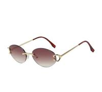MUTYNE Lunettes de soleil ovales de luxe sans monture pour hommes et femmes, style rétro, pour l'extérieur, l'été, les voyages, UV400 (thé dégradé doré)