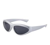 MUTYNE Lunettes de soleil ovales punk pour femmes, style futuriste, tendance, sport de plein air, cyclisme, UV400 (gris argenté)