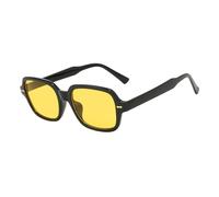 MUTYNE Lunettes de soleil ovales rétro pour femmes, classiques, Vintage, petite monture, noires, pour la conduite, 01 noir, jaune, taille unique