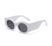 MUTYNE Lunettes de soleil ovales surdimensionnées pour femmes, style rétro, verres dégradés UV400 (blanc et gris)